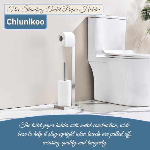 Toilet Paper Stand with Reserve - Brushed 304 Stainless Steel, Free Standing Bathroom Tissue Holder Storage for Extra Rolls - color: Brushed