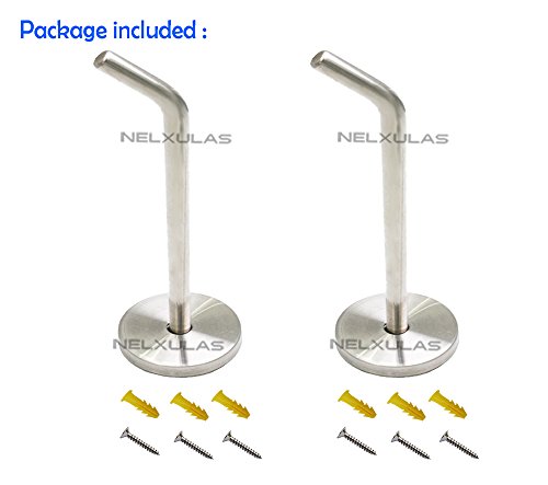 Brushed Stainless Steel Single Heavy Duty Long Coat Hook Robe Hanger Wall Mount Hook, Fit for Kitchen,Bedroom,Living Room, Bathroom,Closets and Garage Storage (5-4/5", 2 PCS) - size: 5-4/5" , 2 PCS