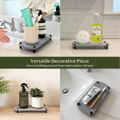2PCS Absorbing Stone Soap Tray, Quick Dry Diatomaceous Earth Drying Rack | Self-draining, mold-resistant water absorbing soap holder; shower caddy, soap dispenser & sponge organizer, kitchen bathroom. - color: Glacier Gray