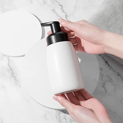 UUJOLY Foaming Hand Soap Dispenser, Ceramic Jar, White, 2 Pack - color: White, size: 2 Pack