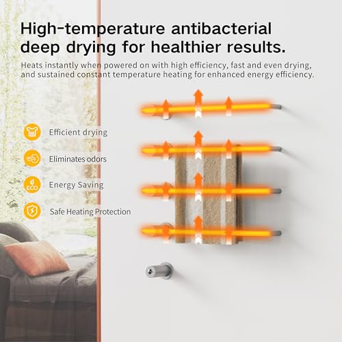 Z&Zhanle Electric Towel Warmer Rack, 4-Bar Wall Mount, Hidden Style, One-Touch Start, (4-Bar Premium Gray) - color: 4-bar Premium Gray