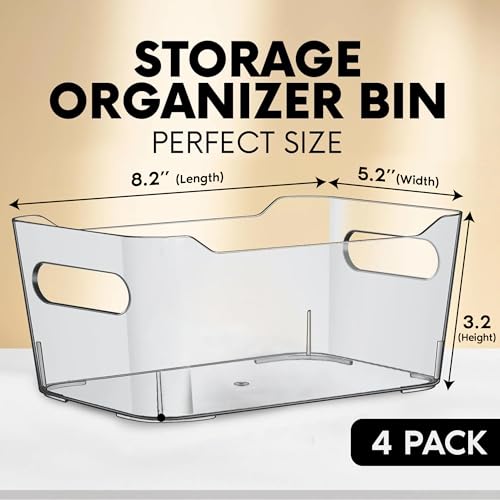 CONTROL KITCHEN Small Clear Plastic Storage Bins, Perfect for Organization or Pantry and, Fridge Organizer, Cabinet Organizers - size: Small