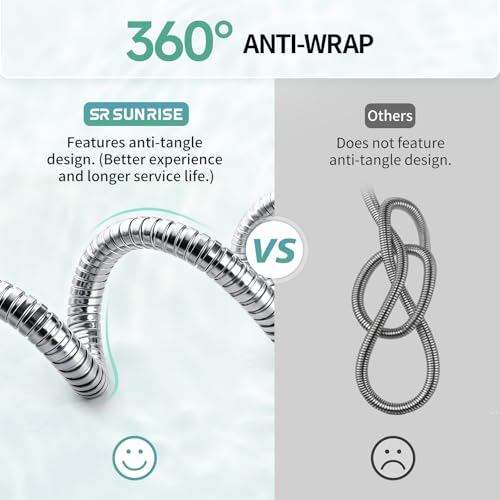 SR SUN RISE 2.45 Meters/96 Inches/8 Ft. Flexible 304 Stainless Steel Replacement Shower Hose Extra Long with Brass Fittings.Explosion-Proof. Polished Chrome - size: 2.45 m