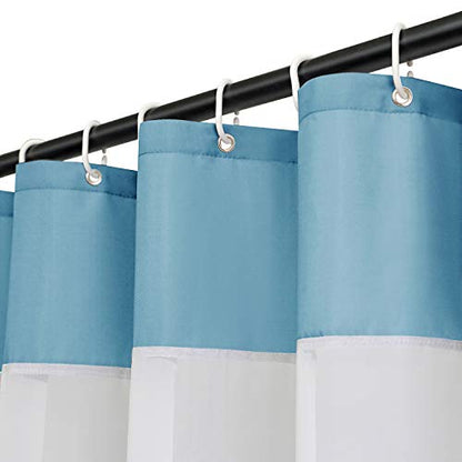 UFRIDAY Shower Curtain with Mesh Window, 72x72 inch Fabric Shower Curtain for Bathroom and Bathtubs,Machine Washable,Water Repellent,Hotel Quality,Light Blue - color: Light Blue, size: 72"W x 72"L (Pack of 1)