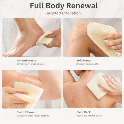 MAQIHAN Exfoliating Washcloth - 4 Pack Loofah Wash Cloth for Body and Face | Body Scrubber Wash Cloths for Showering, Exfoliating Shower Towel for Women and Men, Double-sided Bath Towel, 8 x 10 Inch