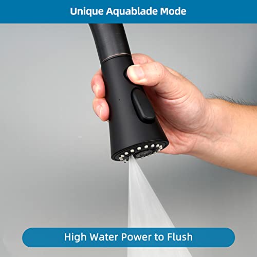 Universal Kitchen Faucet Head Replacement, 3 Modes, 15 Adapter Kit, Black | NSF/ANSI/CAN 372 Certified, Compatible with Kohler/Moen/Delta Faucet, 3 Function Pull Down Sink Faucet Spray Head G1/2 - color: Matteblack