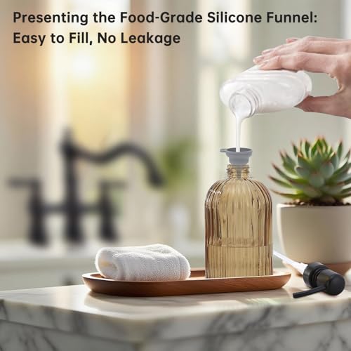 16 OZ Amber Glass Soap Dispenser, Amber Stripe Bathroom Hand Soap Dispensers with Stainless Steel Bronze Pump,Brown Glass Kitchen Hand Soap Dispenser with Oil Rubbed Bronze Pump,2 Packs - color: Oil Rubbed Bronze+amber, size: 2-Pack