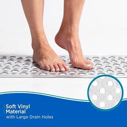 Kenney KN67245 Vinyl Bubble Bath Mat, Shower Mat, Tub Mat with Suction Cups and Large Drain Holes for Use Inside the Bathroom Shower, 27" L x 14.5" W, Gray - color: Gray