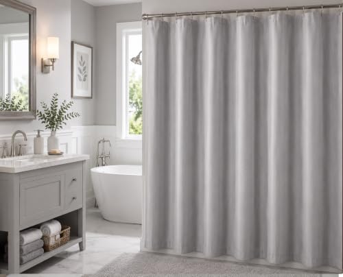 BH Home Shower Curtain Polyester Fabric Water Resistant Shower Curtain or Liner. Hotel Collection Quality.(Gray) - color: Grey
