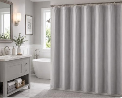 BH Home Shower Curtain Polyester Fabric Water Resistant Shower Curtain or Liner. Hotel Collection Quality.(Gray) - color: Grey
