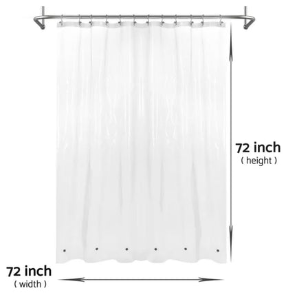 PEVA Shower Stall Curtain Liner, 72" W x 72" H, Clear, Heavy-Duty, Waterproof, for Bathroom 72x72 72INCH