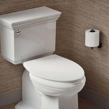 KOHLER K-30781-0 Willow Quiet-Close Elongated Toilet Seat Soft Close with Grip Tight Bumpers, Thermoset Plastic, White - style: Willow