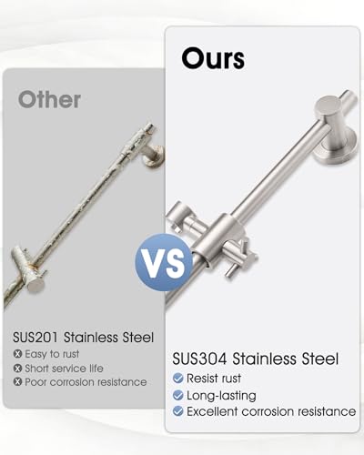 All Metal Shower Slide Bar with Adjustable Handheld Shower Head Holder, 25 Inch SUS304 Stainless Steel Shower Rail, Replacement for RV, Camper, Hotel & Bathroom, Polished Brushed Nickel - color: BN