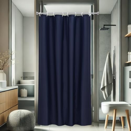AooHome 48 Width x 72 Height inch Shower Liner, Stall Size Fabric Solid Color Bathroom Curtain with Hooks, Weighted Hem, Waterproof, Navy Blue - color: Navy Blue, size: 48"W x 72"L (Pack of 1)