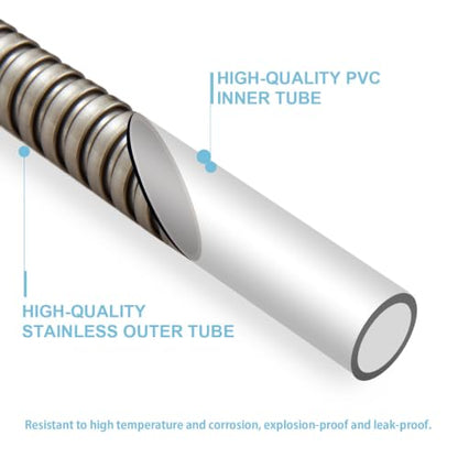 OFFO Shower Hose, Brushed Nickel Kink Free Stainless Steel Shower Hose Attachment Electroplating Handheld Shower Head Hose Flex Hoses Extension with Brass Insert & Nut for Pet Bathing Cleaning 80-Inch - color: Brushed Nickel, size: 80 in