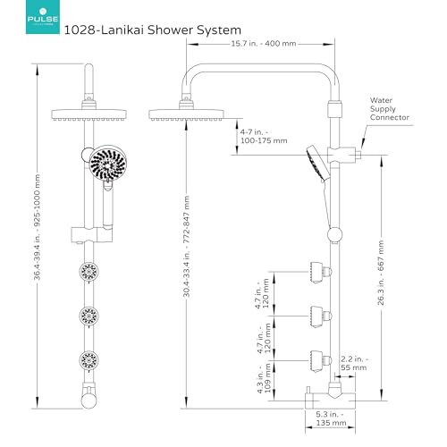 Lanikai Rain Shower Head with Handheld Spray Combo - 1028-CH-1.8GPM, Polished Chrome - 8" Rain Showerhead with Handheld Sprayer, 3 Spray Jets, 5-Function Rainfall Shower Head with Hose, 1.8 GPM - color: Polished Chrome, size: 1.8 GPM
