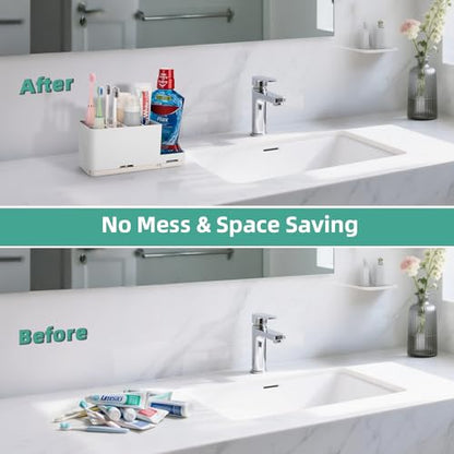 YONGAIJIA 8-Slot Toothbrush Holder with Quick-Dry Diatom Mud Board - Electric & Manual Toothbrush Organizer for Bathroom Countertop (White) - color: White