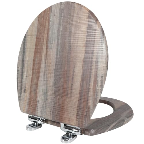 Angol Shiold Toilet Seat ROUND Molded Wood 16.5Inch(Board) | Quietly Close and Quick Release Metal Hinges, Easy to Install also Easy to Clean - color: Board, size: Round-16.5“