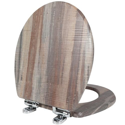 Angol Shiold Toilet Seat ROUND Molded Wood 16.5Inch(Board) | Quietly Close and Quick Release Metal Hinges, Easy to Install also Easy to Clean - color: Board, size: Round-16.5“