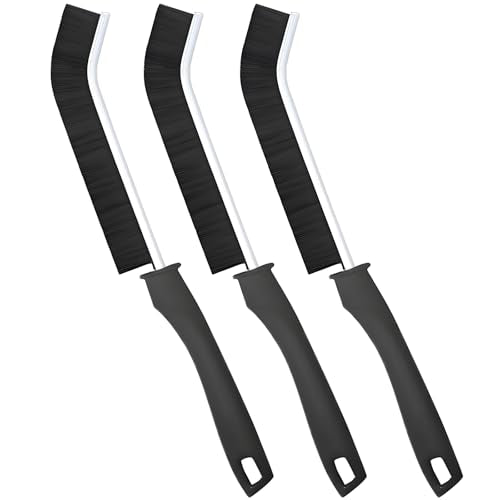 3 Pack Crevice Deep Cleaning Gap Brush | 20mm Long Hard Bristles & 25° Curved Slim Head,Non-Scratch for Tile, Stove, Car Vents & Narrow Gaps, with Hanging Hole