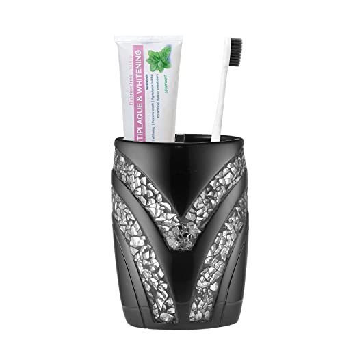 Zahari Home Sinatra Bath Tooth Brush Holder Modern Tooth Brush and Toothpaste Holder, Black - color: Black, size: 4.25" x 3" x 3" Tooth Brush Holder
