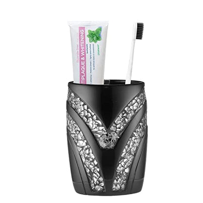Zahari Home Sinatra Bath Tooth Brush Holder Modern Tooth Brush and Toothpaste Holder, Black - color: Black, size: 4.25" x 3" x 3" Tooth Brush Holder