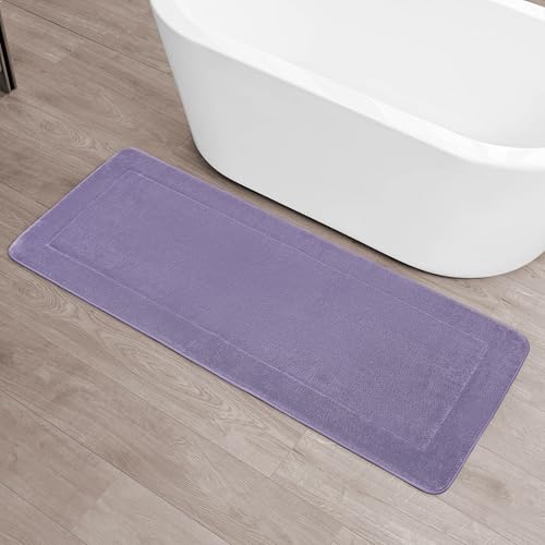 Terry Bath Mat, Memory Foam Bath Rug, Non-Slip, 100% Polyester, Premium Bathroom Decor, Machine Washable, Measures 24 in. x 60 in., Wisteria Purple - color: Wisteria Purple, size: 2' x 5' (Rectangular)