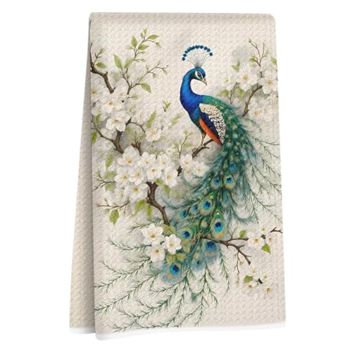 Elegant Peacock Kitchen Towels Decorative Tea Towel - color: Multi 1630