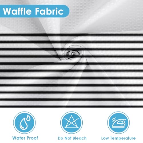 3 in 1 Shower Curtain and Liner,72 x 72 inch, Striped Black | Shower Curtain and PEVA Liner Set with 12 Rust-Resistant Metal Hooks, Waterproof Fabric Curtains for Bathroom - color: Black