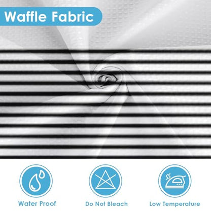 3 in 1 Shower Curtain and Liner,72 x 72 inch, Striped Black | Shower Curtain and PEVA Liner Set with 12 Rust-Resistant Metal Hooks, Waterproof Fabric Curtains for Bathroom - color: Black
