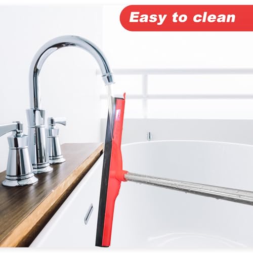 Water Broom & Floor Squeegee Scrubber with 51" Adjustable Pole & EVA Foam Blade – Indoor/Outdoor Use for Garage, Patio, Bathroom, Tile, Marble