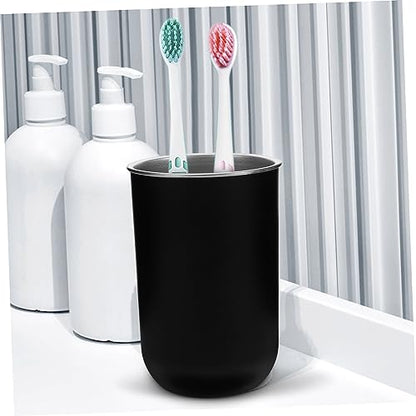 Stainless Steel Mouthwash Cup for Boy Girl Portable Toothbrush Holder Reusable Bathroom Rinse Cup Simple Design Easy to Clean Capacity for Home and Travel - color: Black