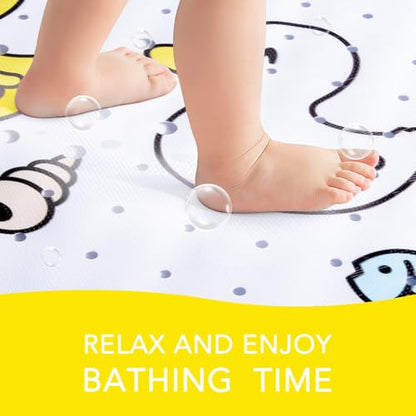 PRATIQUE Kids Bath Mat for Tub Non Slip，40 X 16 Inch Extra Long Kids Bathtub Mat Duck Bathtub Shower Mat Safety Anti Slip with Suction Cups and Drain Holes, Machine Washable - color: Small Duck