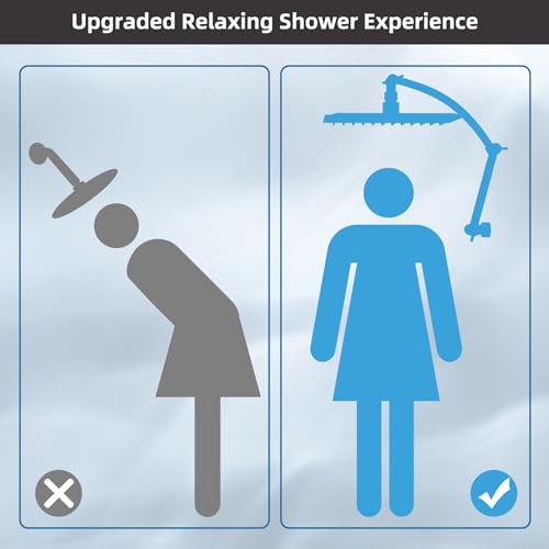 Hibbent 12'' Rain Shower Head with 16'' Extension Arm, Oil Rubbed Bronze | cUPC Certified High Pressure Rainfall Showerhead with Solid Brass Adjustable Shower Head Extension Arm, Fixed Showerheads - color: Oil Rubbed Bronze, style: Square 12''