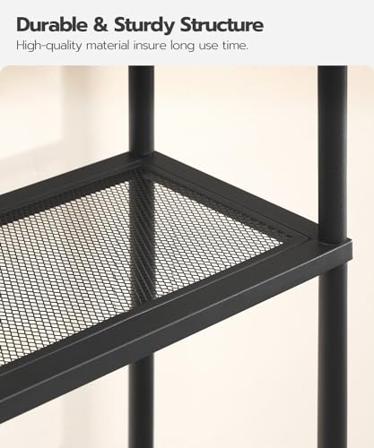 HOOBRO Over the Toilet Storage, 4-Tier Over Toilet Bathroom Organizer, Freestanding Above Toilet Shelf with Adjustable Feet, Space Saving, Easy to Assemble, Rustic Brown and Black BF64TS01