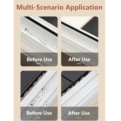 Groove Cleaning Brush 2 in 1 Grout Cleaner Tool Grip Brush Hard Bristle Crevice Cleaning Brush for Sliding Door Track, Window Sill, Window Seal - color: White