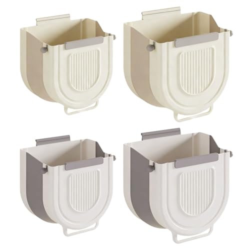 Foldable Wall Mounted Trash Bin Hanging Kitchen Bathroom Garbage Bin Space Saving Large Capacity Waste Can Modern Design Hanging Kitchen Garbage - color: Light Grey, size: H