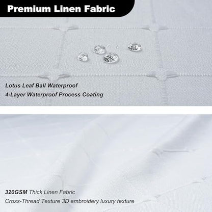 Striped Farmhouse White Shower Curtain Boho Linen Fabric Shower Curtains for Bathroom, Tall Country Neutral Thick Bathroom Curtain Set with Tassel - Bohemian Cloth Shower Curtain 71x79 Inch - color: White, size: 71"W x 79"L (Pack of 1)