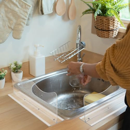 Beautyflier Splash Guard for Kitchen Sink Area Placed, Premium Kitchen Sink Water Splash Guard Behind the Sink/Behind Faucet, for Kitchen, Island and Bathroom, 16.75 Inches, Bottom Leak-Proof