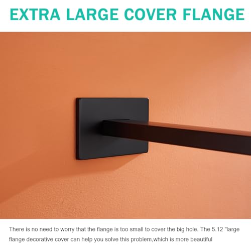 16 Inch Shower Arm With Flange, Wall-Mounted Rain Shower Head Extension Arms,Made of Thicken Stainless Steel for Bathroom Rainfall Shower,Matte Black,SE-91118-16MB - color: Matte Black(91118)
