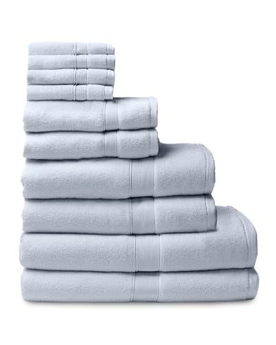 Cozy Earth Complete Luxe Bath Bundle - 60% Cotton 40% Viscose from Bamboo - Quick Dry & Plush Cotton Bath Towel Set - 4 Washcloths, 2 Hand Towels, 2 Bath Towels, 2 Bath Sheets - Harbor Mist - color: Harbor Mist