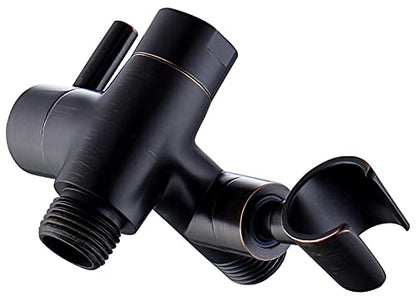 G-Promise Solid Metal Shower Head Diverter with Holder 3-Way (Chrome) | Spray Separately or Both, Adjustable-Angle Bracket, Anti-Leak, Smooth Knob Switch, Easy Install, Universal Replacement Part - color: Oil Rubbed Bronze