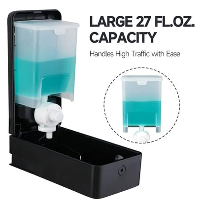 anydry Liquid Hand Soap Dispenser Wall Mounted 27oz Large Capacity Black | Durable ABS Material, Flexible Installation, Ideal for Commercial Bathroom, Easy Refill Wide Opening - color: Elegant Black
