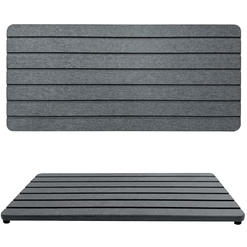 NiuYichee 2 PCS Water Absorbent diatomite Coasters, 12" x 5.5" Water Absorbing Stone Tray for Sink, Stone Drying mat for Kitchen Counter, Stone soap Tray Used for Hand Soaps & toiletries & Plants - color: Dark Grey, size: 12.2 x 5.5 inches