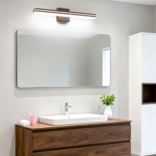 SineRise 24-Inch LED Modern Bathroom Vanity Light Bar, Brown Modern Acrylic Bathroom Wall Lighting Fixtures Over Mirror (Cool White 6000K) - color: Brown-Cool White, size: 24-Inch