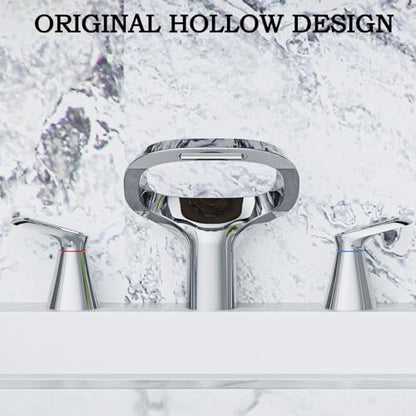 Bathroom Faucets for Sink 3 Hole, Bezeit 8 Inch Widespread Bathroom Faucet with Waterfall Spout, Solid Brass Chrome Faucet with 2 Handles and Water Supply Hoses - color: Chrome, style: Modern