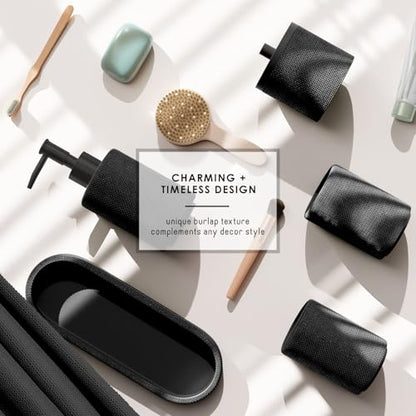 Clara Clark Black Bathroom Set - Bathroom Sets with Shower Curtain and Rugs, 21PC Bathroom Accessory Set, Shower Curtain Set with Soap Dispenser & Toothbrush Holder - color: Black, size: Complete Set + Bath Rugs