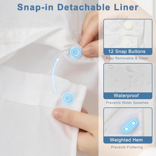 No Hook Shower Curtain Set with Detachable Snap in Liner, Waterproof Summer Shower Curtain with Ventilation Top Window and Weighted Hem, Ocean Theme Coastal Shower Curtains for Bathroom, 71x74 Inches - color: Calm Ocean