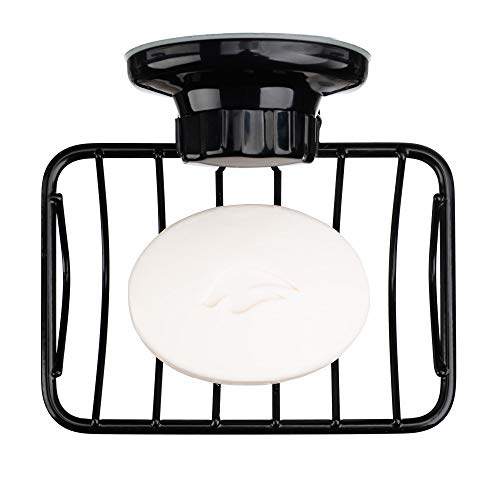 Super Powerful Vacuum Suction Cup Shower Soap Dish - Strong Rustproof Stainless Steel Soap Saver Sponge Holder for Bathroom & Kitchen Sink, Black - color: Black