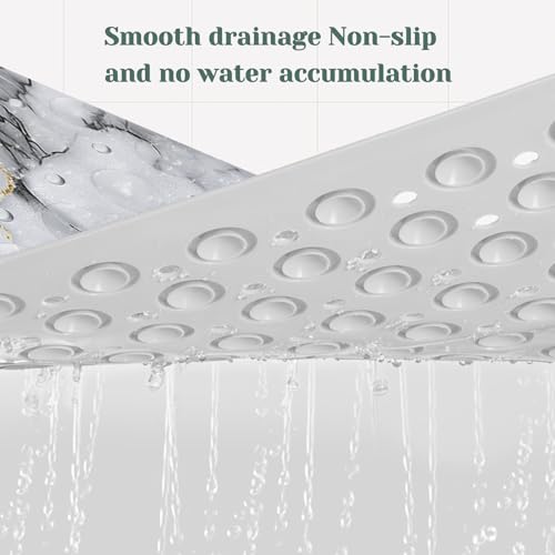 Marble Bath Tub Mat Non Slip, Green Gold Marble Non Slip Bath Mat for Shower, Large Washable Shower mats for Showers with Drain Holes and Suction Cups,40 X 16 Inch - color: Green Marble